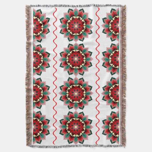 Mandala Pattern 02 in Red Throw Blanket Deken (Voorkant Verticaal)