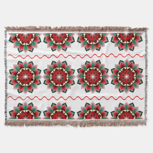 Mandala Pattern 02 in Red Throw Blanket Deken (Voorkant)
