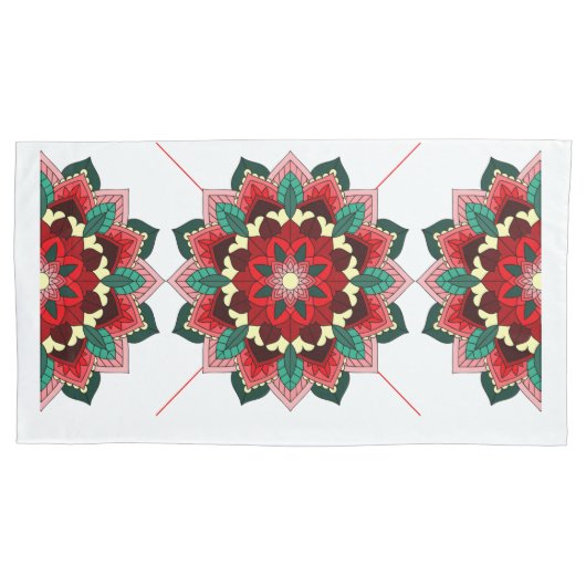 Mandala Pattern 02 in rode Kussensloop (Voorkant)