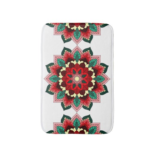 Mandala Pattern 02 in rood Badmat (Voorkant Verticaal)
