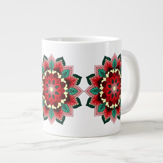 Mandala Pattern 02 in rood Grote Koffiekop (Voorkant rechts)