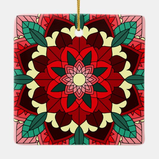 Mandala Pattern 02 in rood keramisch Ornament (Achterkant)
