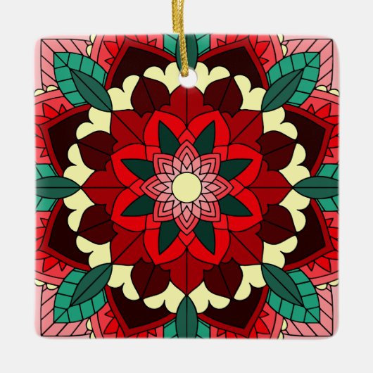 Mandala Pattern 02 in rood keramisch Ornament (Voorkant)