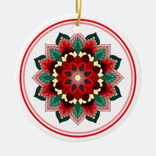 Mandala Pattern 02 in rood keramisch Ornament