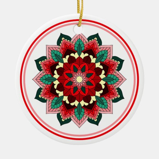 Mandala Pattern 02 in rood keramisch Ornament (Voorkant)