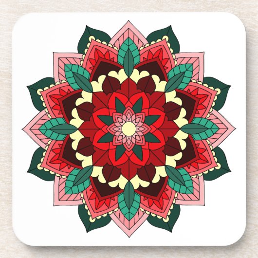 Mandala Pattern 02 in rood Onderzetter (Voorkant)