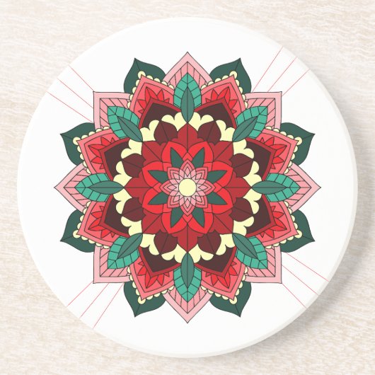 Mandala Pattern 02 in rood Onderzetter (Voorkant)