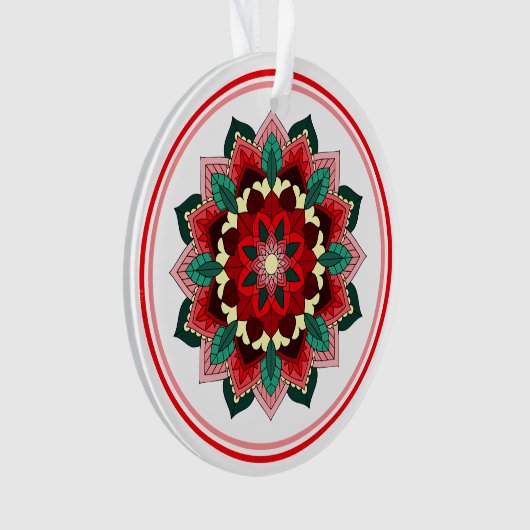 Mandala Pattern 02 in rood Ornament (voorkant)