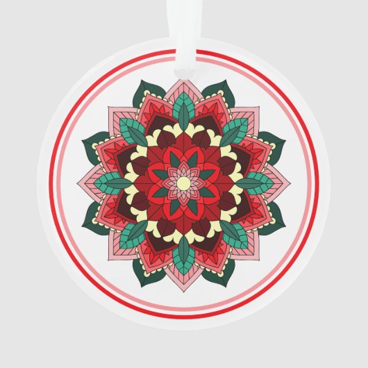 Mandala Pattern 02 in rood Ornament (achterkant)