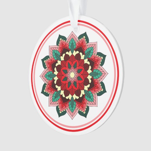 Mandala Pattern 02 in rood Ornament (voorkant)
