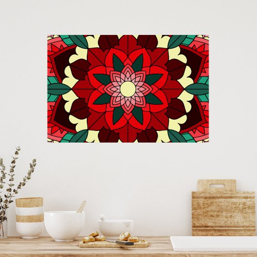 Mandala Pattern 02 in rood Poster (Keuken)
