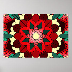 Mandala Pattern 02 in rood Poster