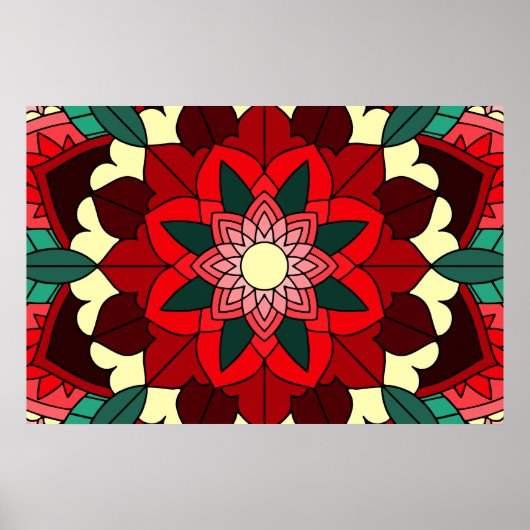 Mandala Pattern 02 in rood Poster (Voorkant)
