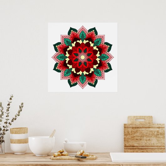 Mandala Pattern 02 in rood Poster (Keuken)