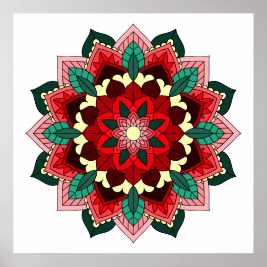 Mandala Pattern 02 in rood Poster (Voorkant)