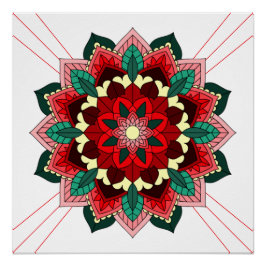 Mandala Pattern 02 in rood Poster