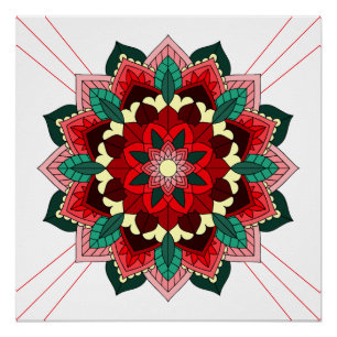 Mandala Pattern 02 in rood Poster
