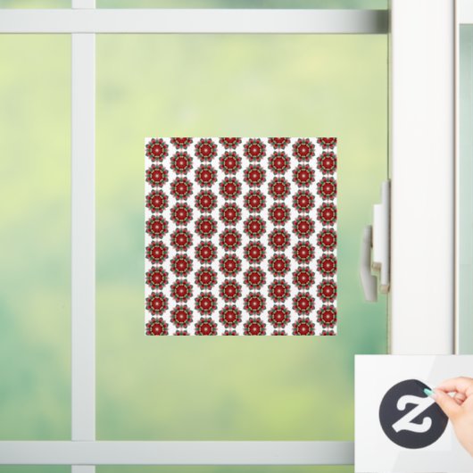 Mandala Pattern 02 in rood Raamsticker (Huis)