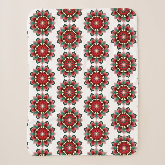 Mandala Pattern 02 in rood Sherpa Deken (Voorkant)
