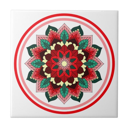 Mandala Pattern 02 in rood Tegeltje (Voorkant)