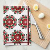 Mandala Pattern 02 in rood Theedoek (Quarter Fold)