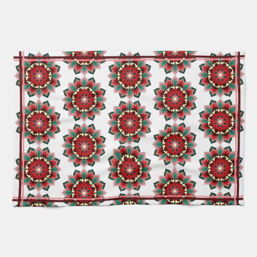 Mandala Pattern 02 in rood Theedoek (Horizontaal)