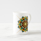 Mandala Pattern 02 in yellow & tan Bone China Mok (Voorkant rechts)