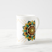 Mandala Pattern 02 in yellow & tan Bone China Mok (Voorkant rechts)