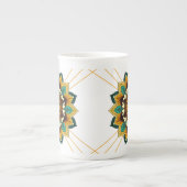 Mandala Pattern 02 in yellow & tan Bone China Mok (Voorkant)
