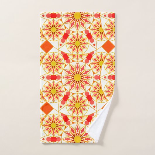 Mandala Pattern, Brick Red, Rust, Gold Bad Handdoek (Handdoek)