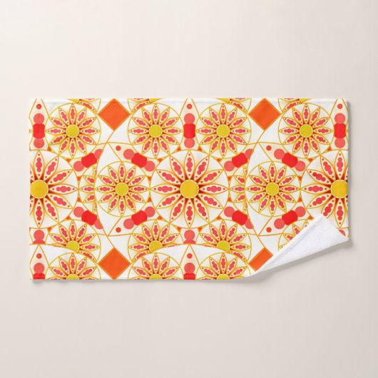 Mandala Pattern, Brick Red, Rust, Gold Bad Handdoek (Handdoek)