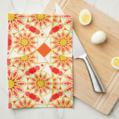 Mandala Pattern, Brick Red, Rust, Gold Theedoek (Quarter Fold)