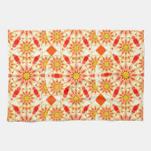 Mandala Pattern, Brick Red, Rust, Gold Theedoek (Horizontaal)
