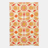 Mandala Pattern, Brick Red, Rust, Gold Theedoek (Verticaal)