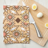 Mandala Pattern, Caramel Tan, Chocolate Brown Theedoek (Quarter Fold)