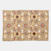 Mandala Pattern, Caramel Tan, Chocolate Brown Theedoek (Horizontaal)