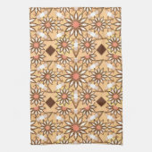 Mandala Pattern, Caramel Tan, Chocolate Brown Theedoek (Verticaal)