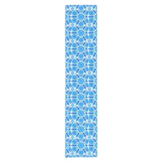 Mandala Pattern, Cobalt Blue, Turquoise en White Korte Tafelloper (Voorkant)