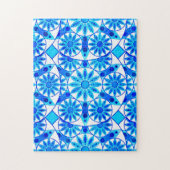 Mandala Pattern, Cobalt Blue, Turquoise en White Legpuzzel (Verticaal)
