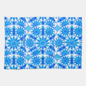 Mandala Pattern, Cobalt Blue, Turquoise en White Theedoek (Horizontaal)