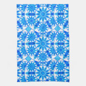 Mandala Pattern, Cobalt Blue, Turquoise en White Theedoek (Verticaal)
