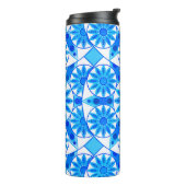 Mandala Pattern, Cobalt Blue, Turquoise en White Thermosbeker (Gedraaid links)