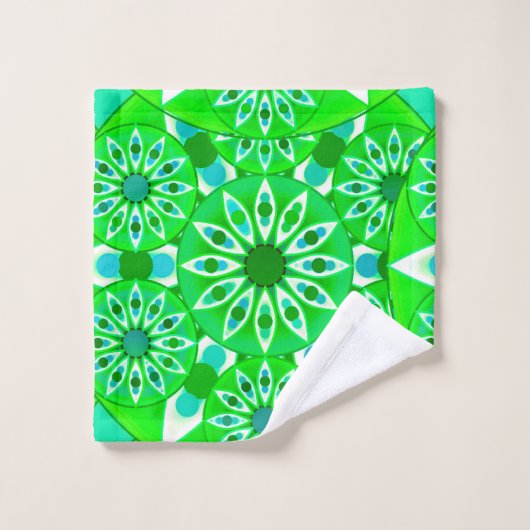 Mandala Pattern, Emerald Green en Peacock Bad Handdoek (Wasdoekje)