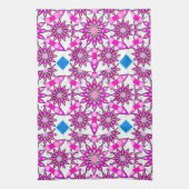 Mandala Pattern, Hot Pink, Black en White Theedoek (Verticaal)