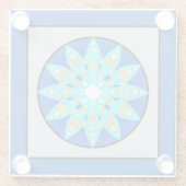 Mandala Pattern in Blue, Grey en Turquoise Glazen Onderzetter (Achterkant)