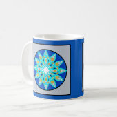 Mandala Pattern in Cobalt Blue en Grey / Grey Koffiemok (Voorkant links)