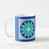 Mandala Pattern in Cobalt Blue en Grey / Grey Koffiemok (Links)