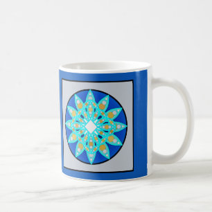 Mandala Pattern in Cobalt Blue en Grey / Grey Koffiemok