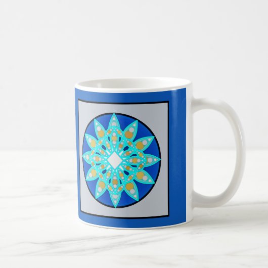 Mandala Pattern in Cobalt Blue en Grey / Grey Koffiemok (Rechts)