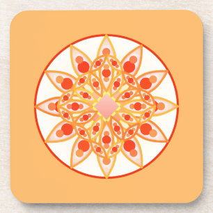 Mandala Pattern in Coral, Oranje en Gold Bier Onderzetter